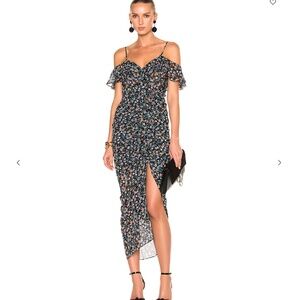 Veronica Beard Marilyn Floral Cold Shoulder Ruffle Dress